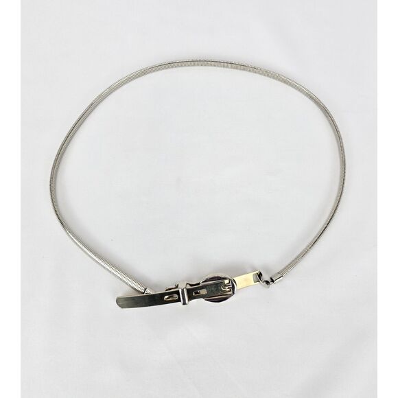 1980s Vintage Belt Silver Tone Stretch Coil Spring Snake Link Accessory - Picture 1 of 3